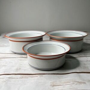 Dansk International Designs NR Japan Bowls White Blue Orange Trim Set of 3 Mixed